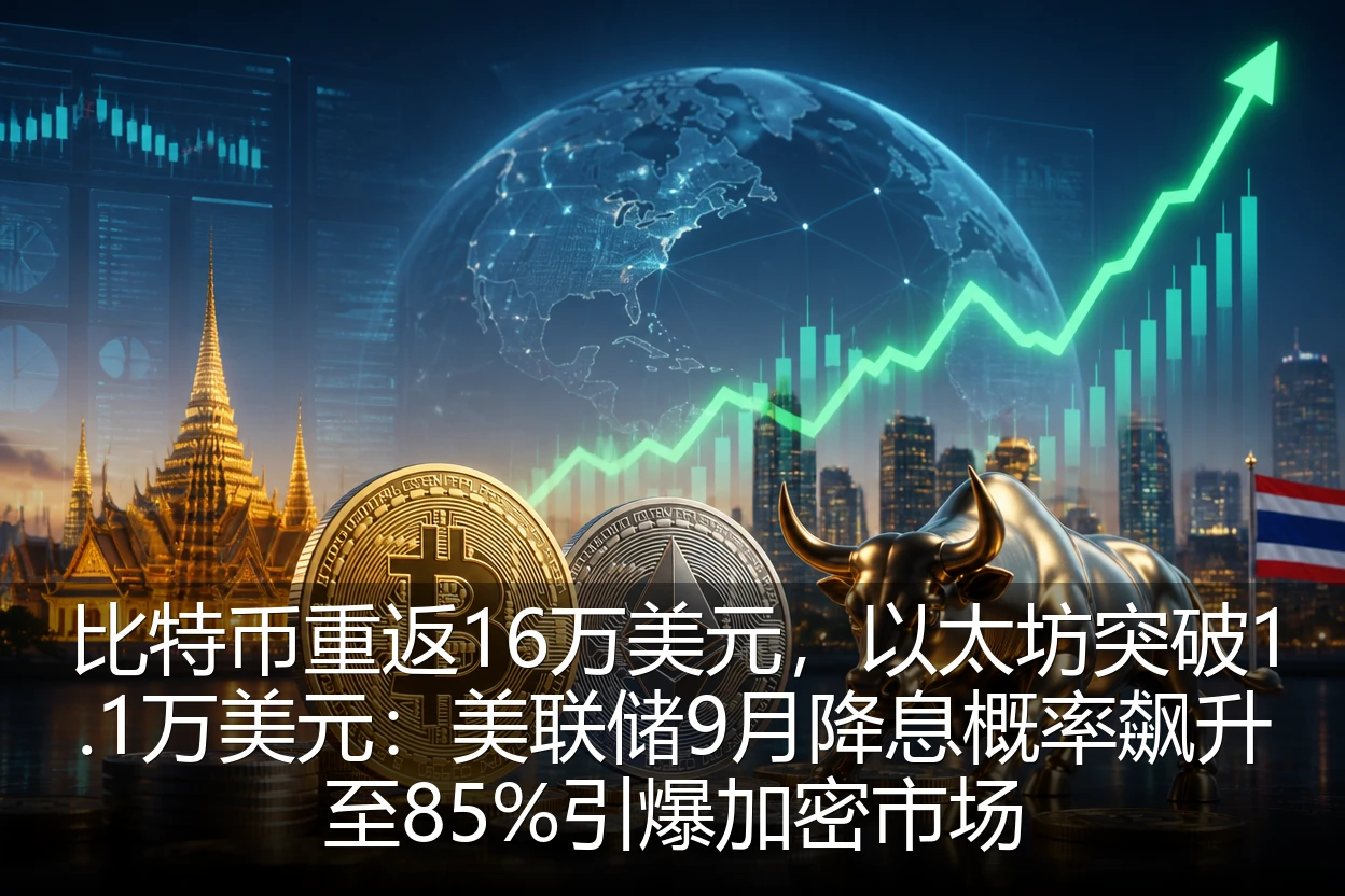 比特币重返16万美元，以太坊突破1.1万美元：美联储9月降息概率飙升至85%引爆加密市场