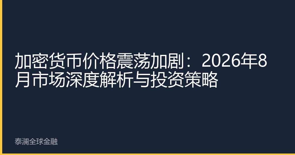 加密货币价格震荡加剧：2026年8月市场深度解析与投资策略